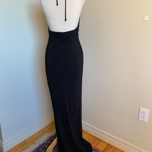 Slinky Backless Black Halter Evening Gown - Picture 8 of 9